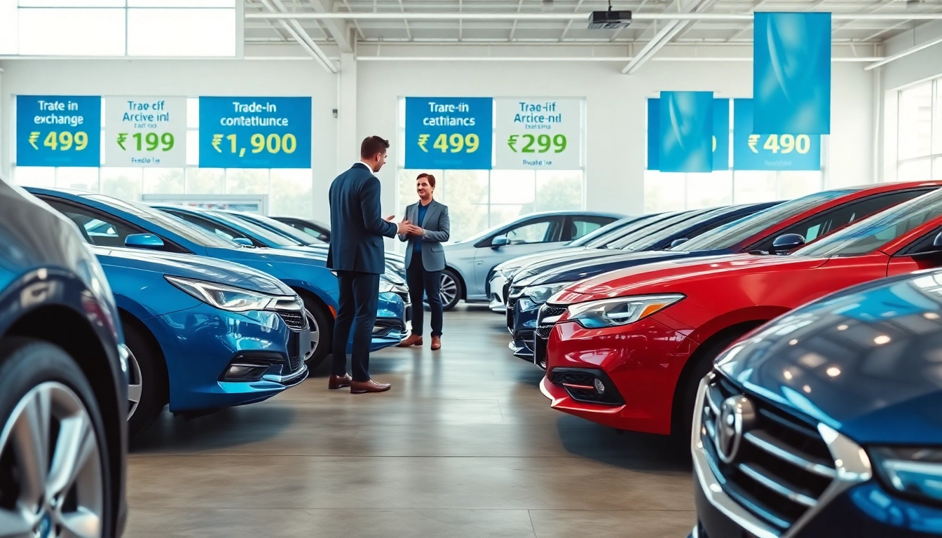 Engaging a customer in a competitive car part exchange setting at a dealership.