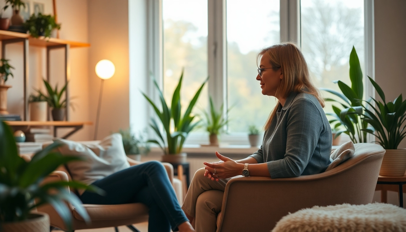 Engaging therapist helping a client who is dealing with anxiety in a supportive environment.