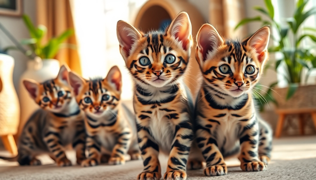 Engaging Bengal Breeders Orange County showcasing playful kittens in a sunlit environment.