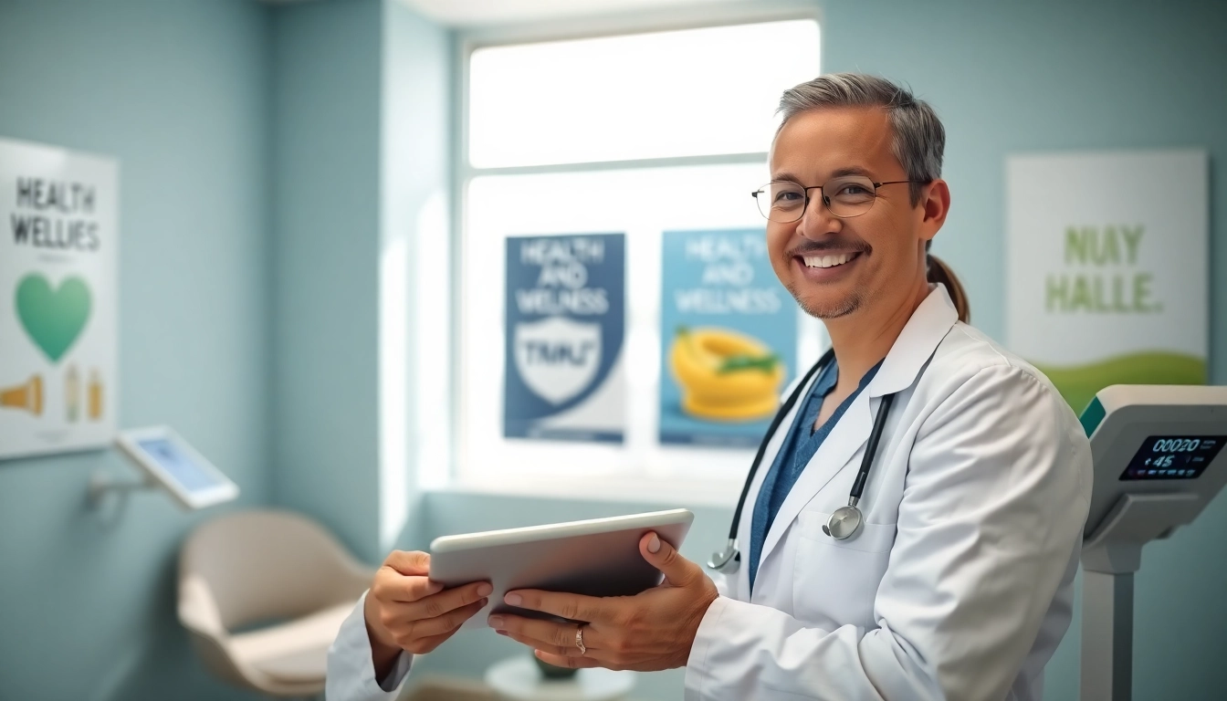 Consultation with weight loss physicians near me in a modern clinic, focusing on health guidance.