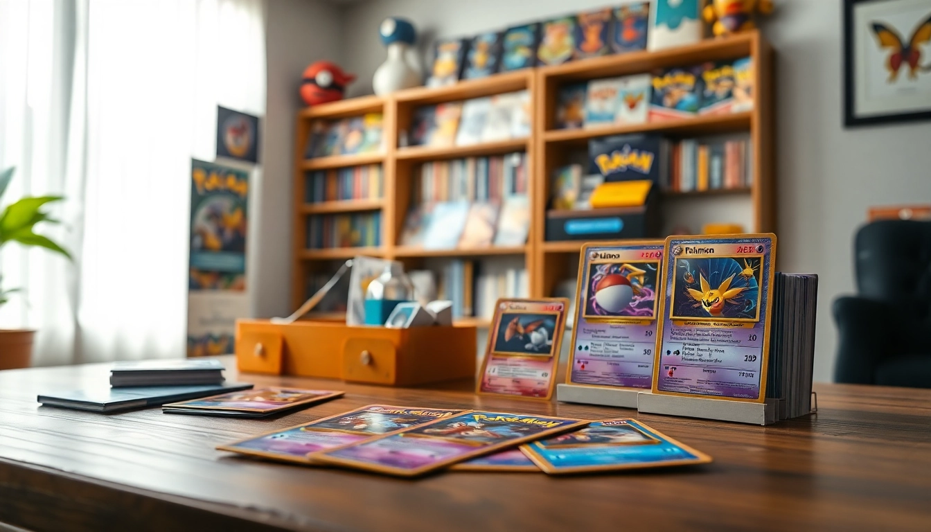 Showcasing a collection of real pokemon cards in India on a wooden table with vibrant colors and holographic effects.