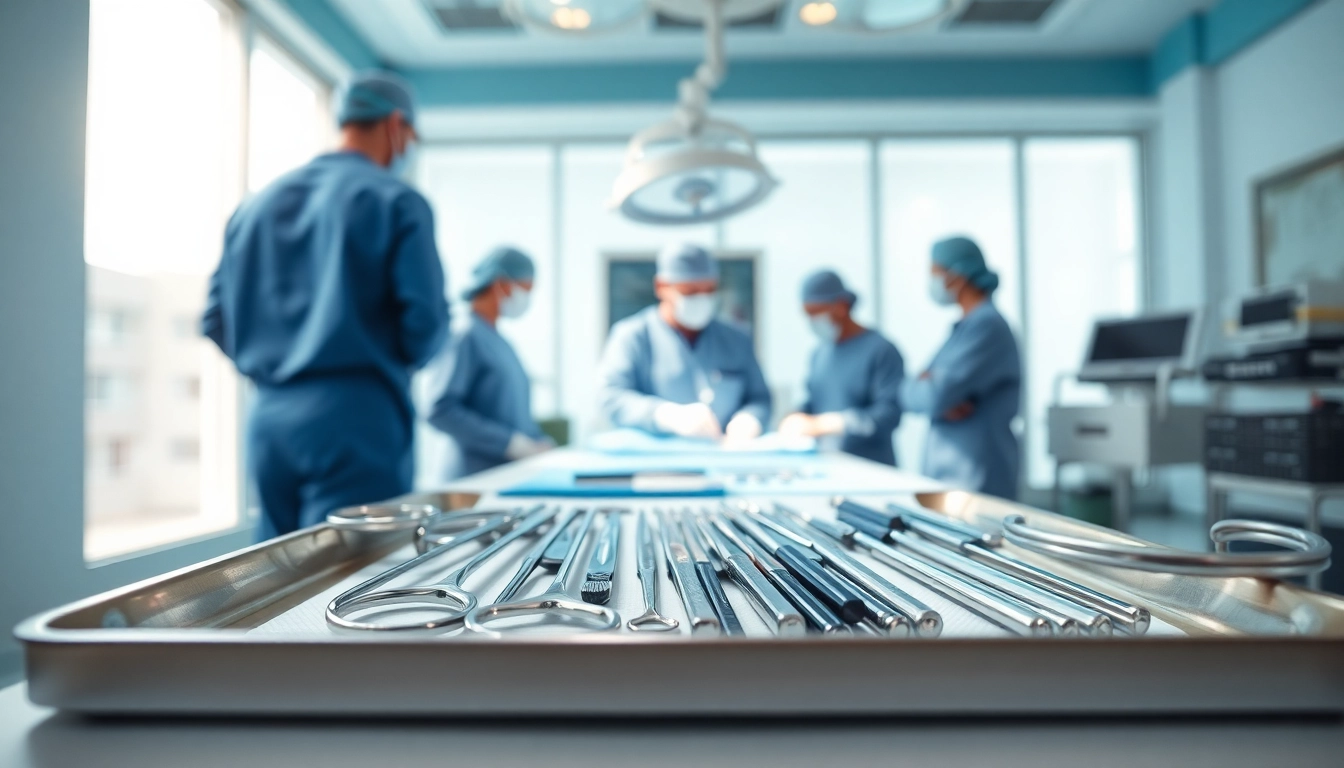 Bauchdeckenstraffung Braunschweig - Professionelles OP-Setting mit Chirurgen und chirurgischen Instrumenten.