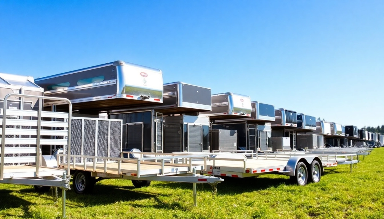 Discover a diverse selection of trailers near me in a vibrant outdoor setting, showcasing functionality.