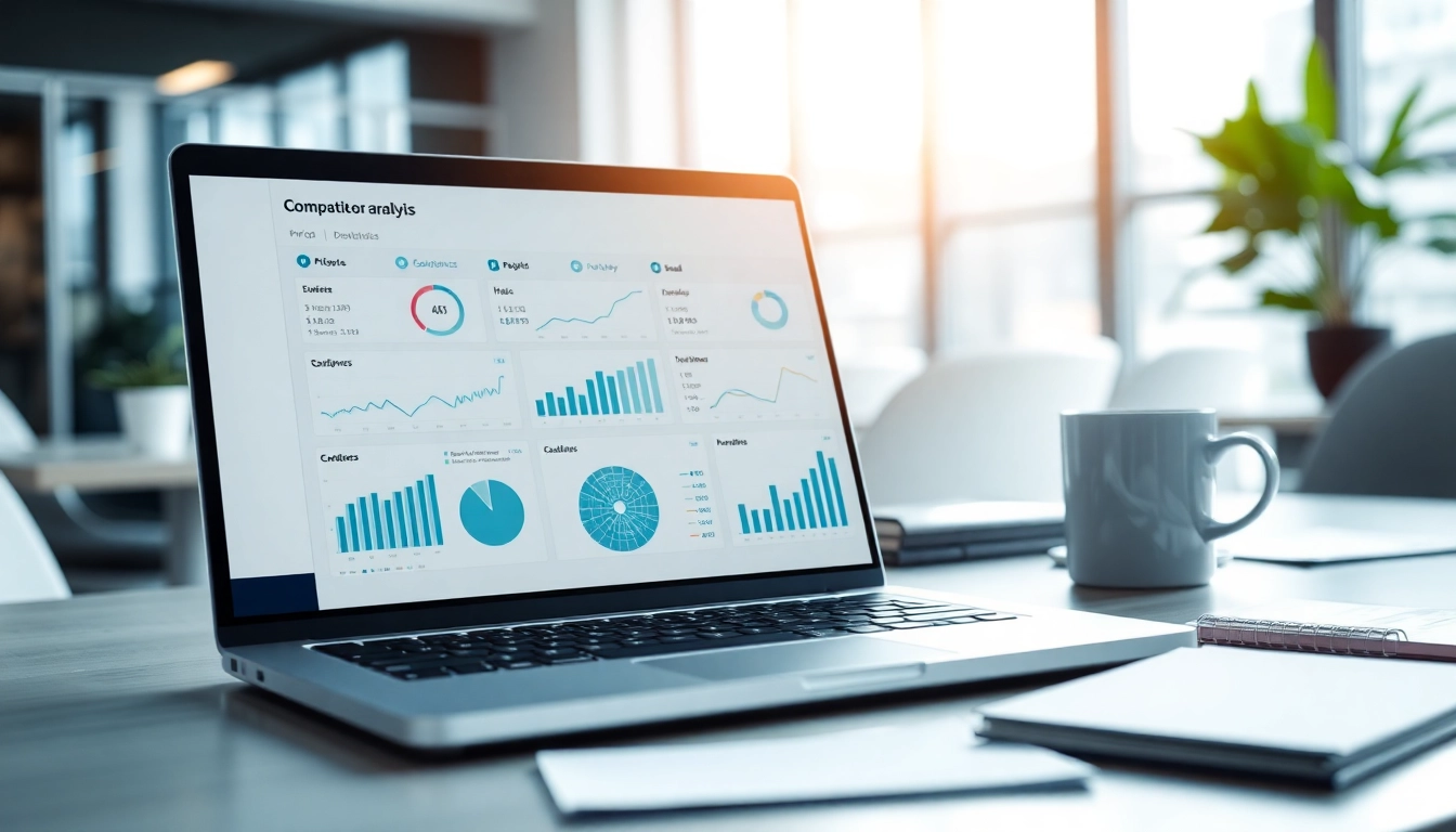 Find competitor pricing illustrated in a detailed analysis dashboard on a laptop.